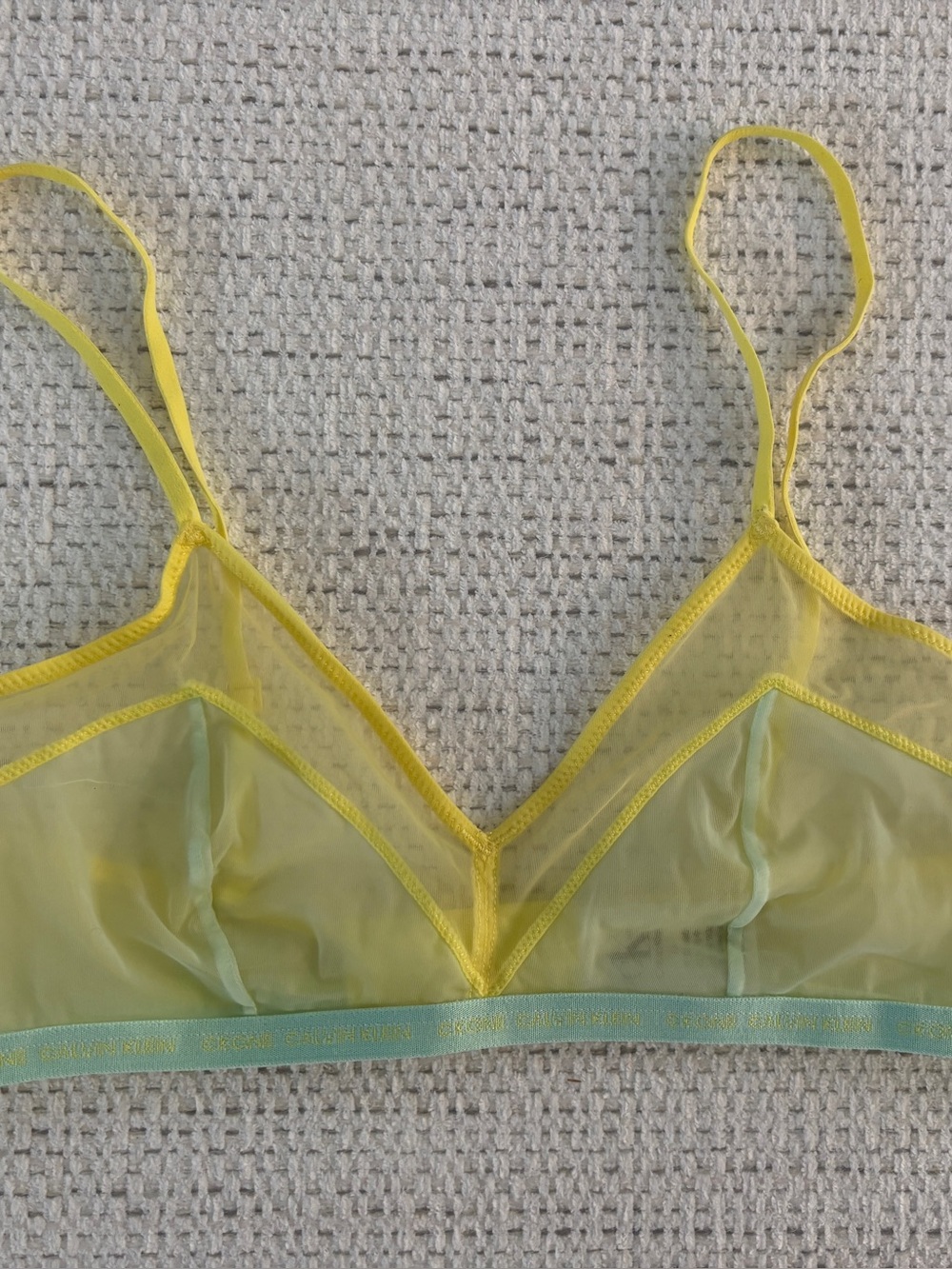Urban Outfitters Calvin Klein One Sheer Yellow Mesh Bralette, Size Medium